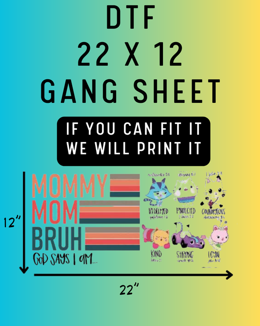 Custom DTF Gang Sheet 22 x 12