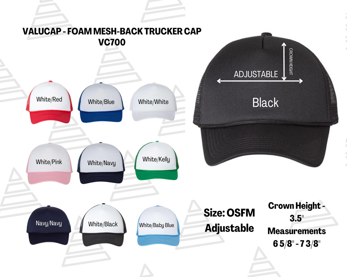 Valucap Foam Mesh-Back Trucker Cap / Blank or Custom